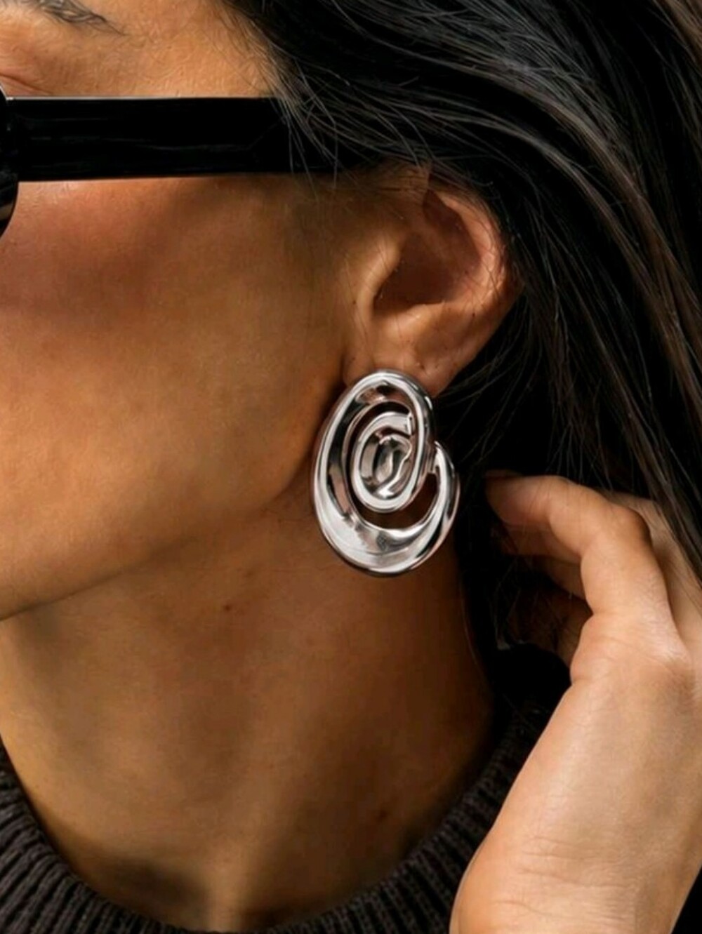 NEW! Silver Swirl Minimalist Statement Post Earrings - Modern Women Jewelry
